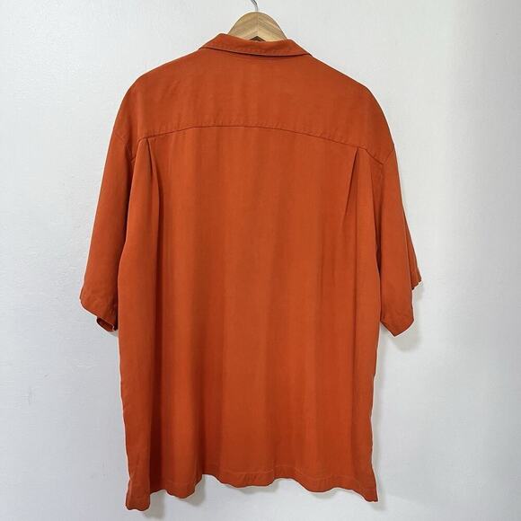 Tommy Bahama Silk Button Shirt Size XXL Orange Vacation Travel Beachy - Picture 3 of 8
